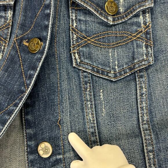 Disney World Denim Jacket Womens Large 50th Anniv Rhinestone Mickey Mouse Back - Picture 10 of 16